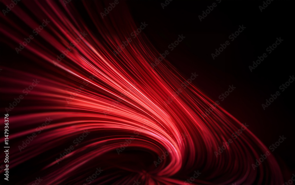 Poster abstract digital art with red and pink swirling lines against a black background.