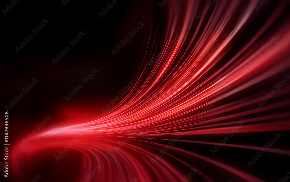 Poster Abstract red lines swirl in a dark background, creating a sense of movement and energy.