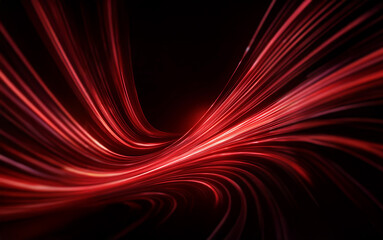 Abstract red light trails curve across a black background.