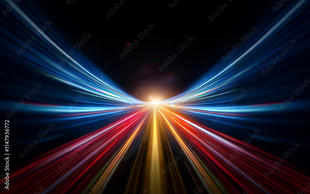 Aufkleber Abstract image of light trails creating a bright, dynamic, and colorful effect.