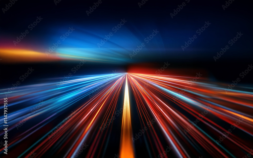 Aufkleber Abstract image of a road with streaks of light, creating a sense of speed and movement.