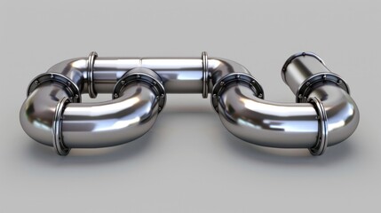 Obraz premium Interconnected network of shiny polished metal pipes and valves in an industrial or engineering environment