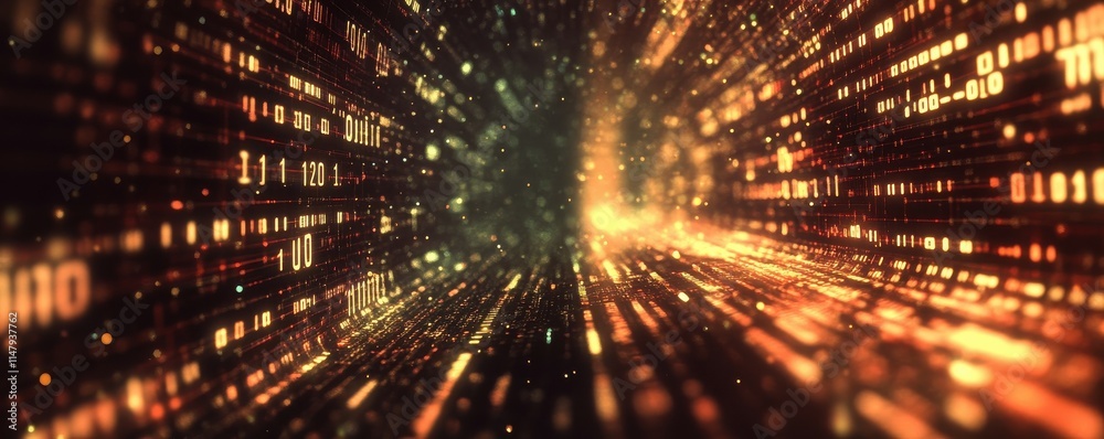 Poster a futuristic web hologram depicting digits and codes with a cloud icon. abstract motion of digital d
