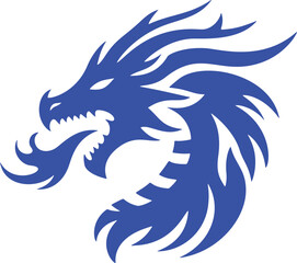 Blue dragon head fire logo design.