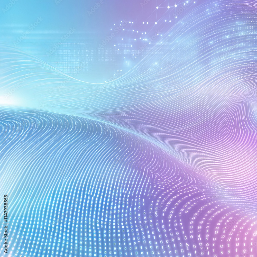 Aufkleber digital abstract background with fluid waves and binary patterns representing technology and innovat