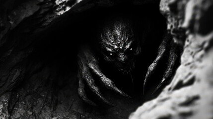 Dark Creature Lurks Within Shadowy Cave