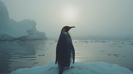 Obraz premium Majestic King Penguin on Antarctic Iceberg