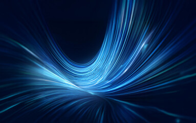 Abstract blue lines in a dark background, glowing with light.