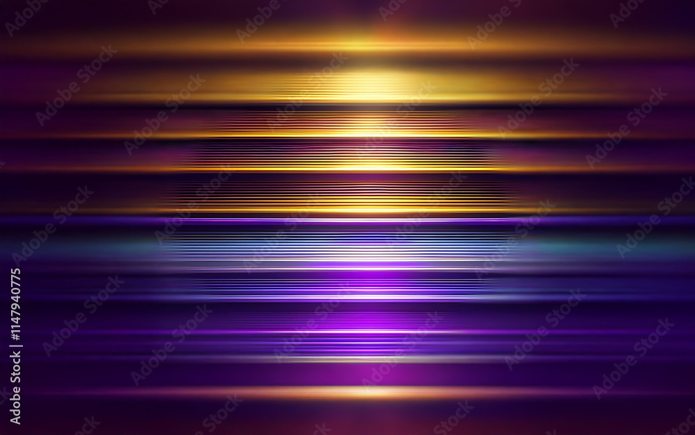 Fototapete abstract image of horizontal lines and glowing light with a dark background.
