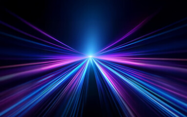 Abstract image depicting a bright blue and purple light emanating from the center, resembling a starburst or a fast-moving object.