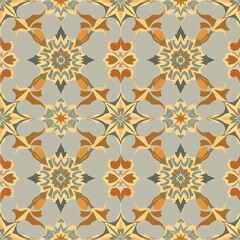 Ornate Floral Pattern: A Seamless Design in Earthy Tones 