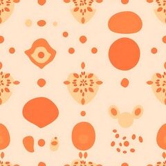 Abstract Orange and Beige Pattern:  A seamless pattern featuring abstract shapes in warm tones of orange and beige. The design is perfect for home decor, fashion, and branding.  