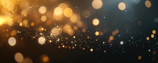 A grainy, blurred background of sparkling gold and silver lights on a black canvas a soft glow effect, giving them a bokeh-like appearance