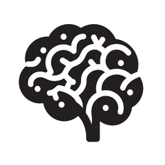 Brain icon, black silhouette.