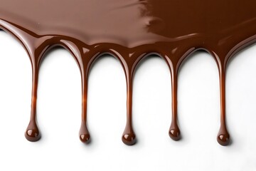 melted chocolate dripping on white background