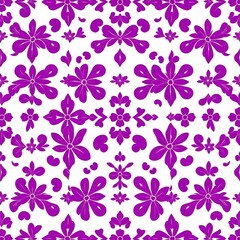 Obraz premium Purple Floral Pattern: A seamless, elegant design featuring intricate purple floral motifs against a clean, modern backdrop.
