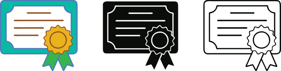 Certificate Icons Award, Achievement, Diploma, Badge, Seal, Recognition, Graduation, Success, Comple