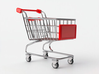 Empty  Shopping cart on a minimalistic white background