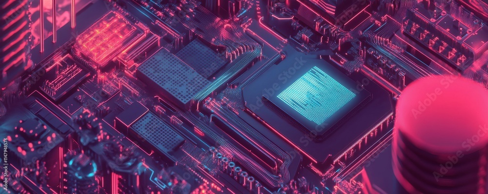 Aufkleber a high-tech laboratory that develops new chips using quantum computing elements and nanomaterials.