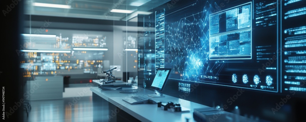 Aufkleber a high-tech laboratory that develops new chips using quantum computing elements and nanomaterials.