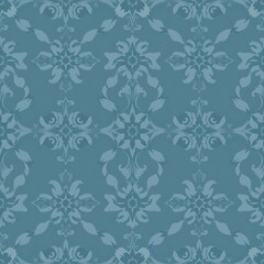 Serene Teal Damask Pattern: Elegant and sophisticated, this seamless damask pattern in calming teal hues offers a luxurious backdrop for design projects. Perfect for adding a touch of vintage charm. 