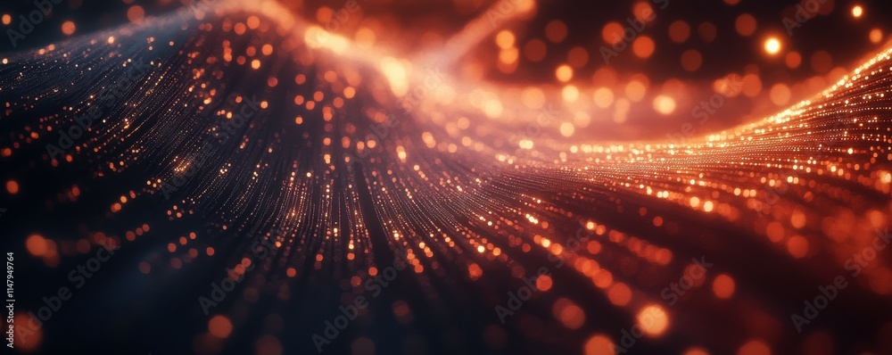 Aufkleber a hyper-realistic abstract tech background featuring illuminated fiber optics, quantum computing and