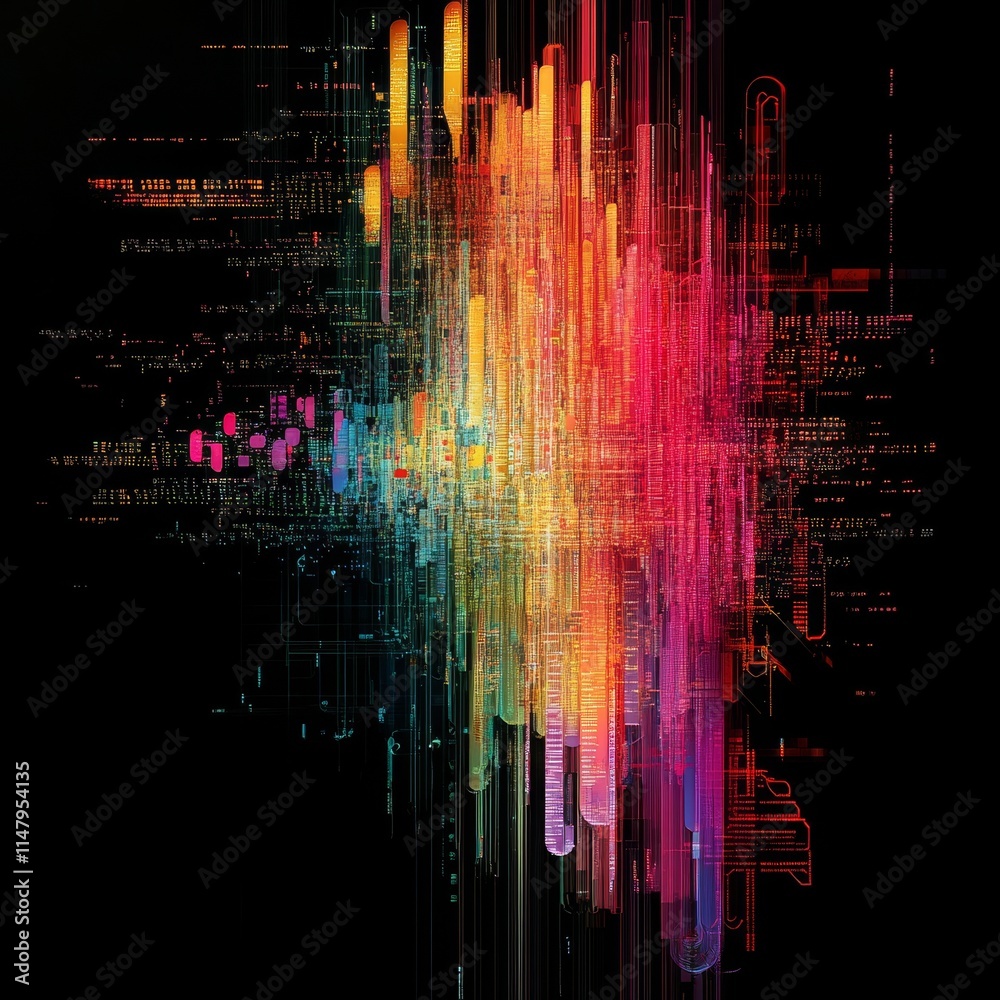 Aufkleber abstract digital design showcasing vibrant colors and patterns with a futuristic feel highlighting d