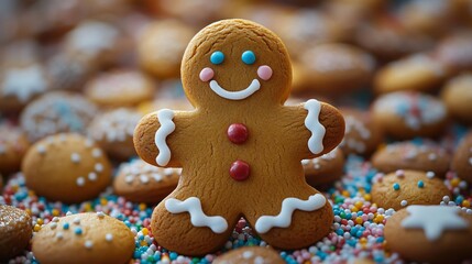 Gingerbread man cookie with candy 