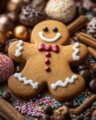 Gingerbread man cookie with candy 