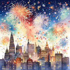 fireworks over the city