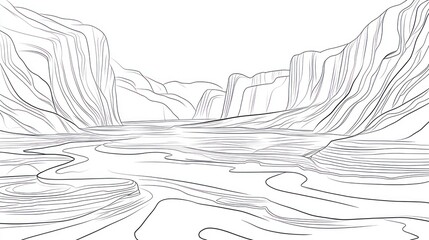Fototapeta premium Abstract Line Drawing of a Mountainous Landscape