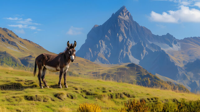 A Donkey with the pic dou mountain