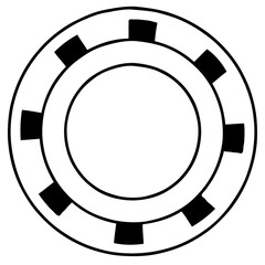 Naklejka premium Isolated Poker Chip for Gambling Concept. Poker Chip Symbols for Casino Games. Casino Betting Chip Icon.