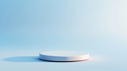 Minimalist White Circular Platform on Blue Background