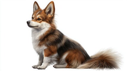 Adorable Pembroke Welsh Corgi Sitting Gracefully Against White Background