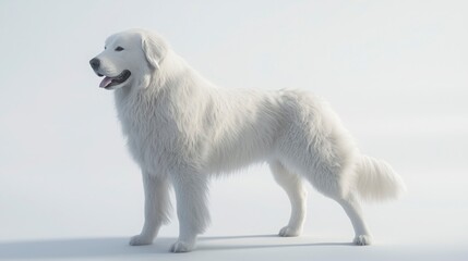 Majestic White Dog Standing Proudly in Soft Ambient Lighting