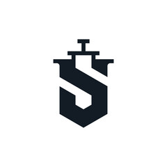 letter S shield sword logo design inspiration