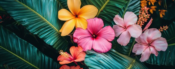 Naklejka premium Colorful Tropical Flowers