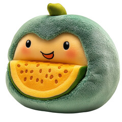 Vibrant plush pineapple toy, transparent PNG for children's products or novelty items