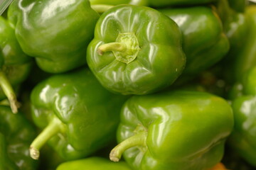 Fresh Green Bell Pepper in Market
