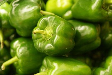 Fresh Green Bell Pepper in Market
