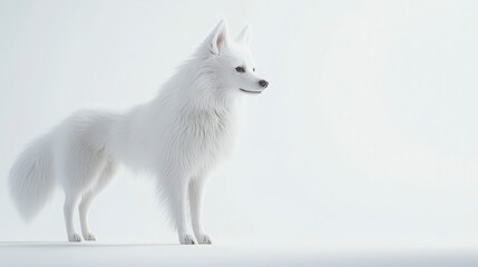Elegant White Dog Standing in Minimalist Studio Setting