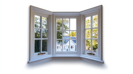 Bright and airy bay window with vibrant outdoor view, enhancing interior light and space.