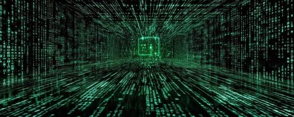 Computer screen with hexadecimal code, hacking, big data, software development