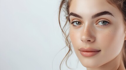 Medical-grade laser beam directed at a mole during a skin enhancement session, youthful woman&rsquo;s face