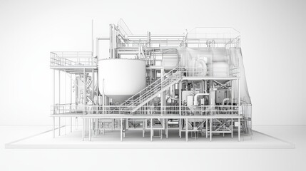 imagine prompt: Minimalist industrial process, showcasing clean, abstract representations o