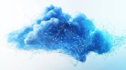 Obraz premium Digital Cloudscape Representing Advanced Technology and Connectivity With Blue Tones and Network Patterns in a Bright Background
