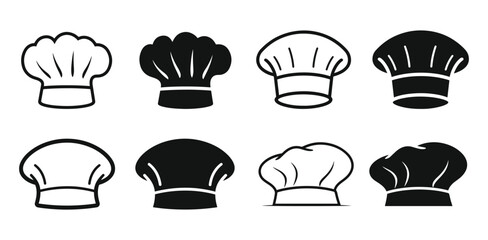 set of chef's hat icon vector illustration, line art design