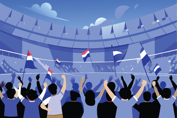 Enthusiastic soccer fans cheering wildly in stadium stands, showcasing diverse expressions and attire.  A vibrant, energetic atmosphere.