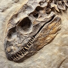 Naklejka premium Detailed Close-Up of a Fossilized Bone Specimen Showcasing Intricate Features and Texture